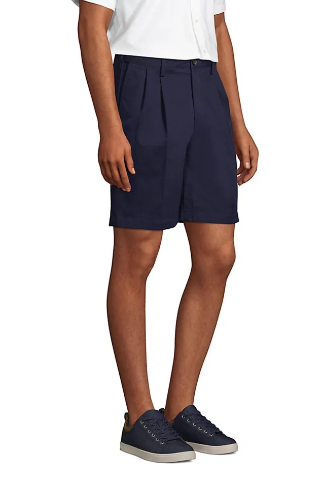 Lands039 End Shorts Men Comfort Waist Pleated 9 Inch No Iron Chino Shorts Radiant Navy Lands039 End Shorts Men Comfort Waist Pleated 9 Inch No Iron Chino Shorts Radiant Navy