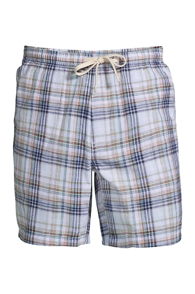 Lands039 End Shorts Men Linen Cotton Deck Shorts Light Blue Radiance