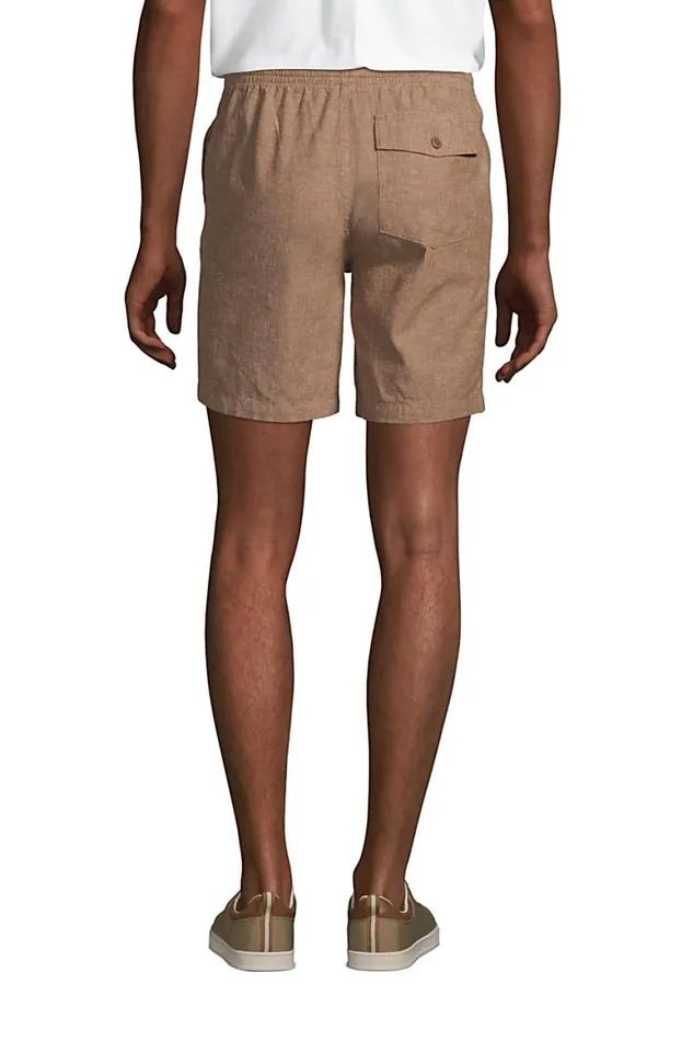 Lands039 End Shorts Men Linen Cotton Deck Shorts Light Blue Radiance