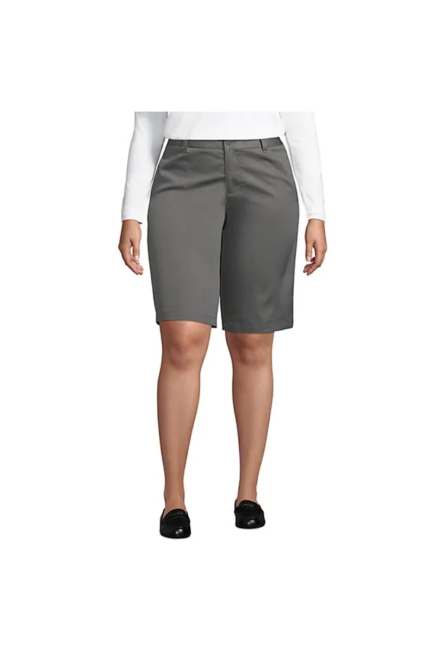 Lands039 End Shorts Women Plus Size Plain Front Blend Chino Shorts Arctic Gray Lands039 End Shorts Women Plus Size Plain Front Blend Chino Shorts Arctic Gray