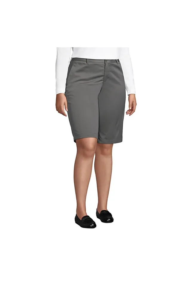 Lands039 End Shorts Women Plus Size Plain Front Blend Chino Shorts Arctic Gray Lands039 End Shorts Women Plus Size Plain Front Blend Chino Shorts Arctic Gray