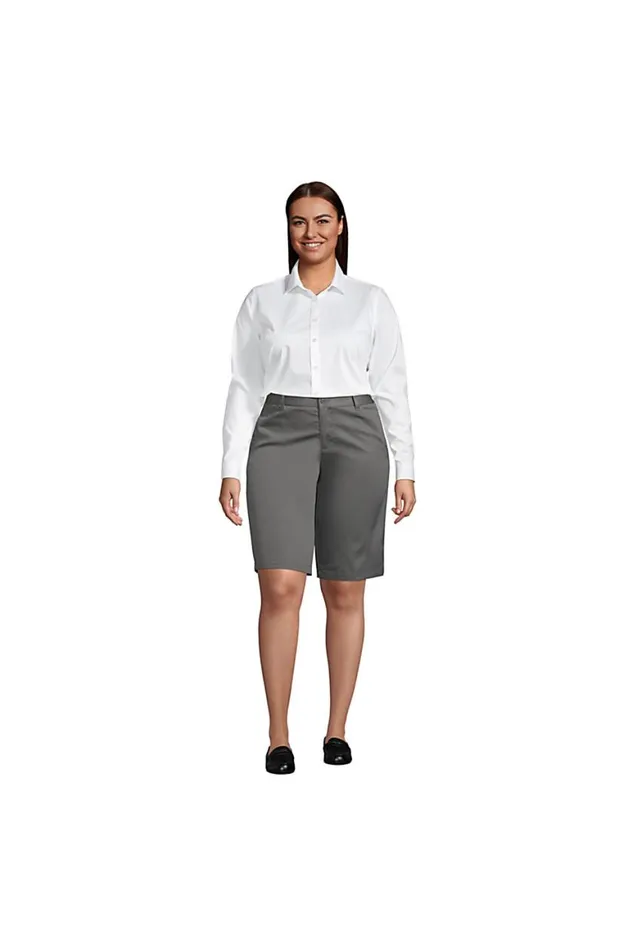 Lands039 End Shorts Women Plus Size Plain Front Blend Chino Shorts Arctic Gray Lands039 End Shorts Women Plus Size Plain Front Blend Chino Shorts Arctic Gray