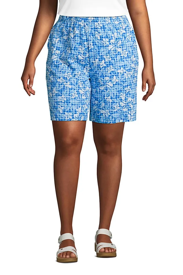 Lands039 End Shorts Women Plus Size Sport Knit Shorts Print Classic Cobalt Floral Gingham Lands039 End Shorts Women Plus Size Sport Knit Shorts Print Classic Cobalt Floral Gingham