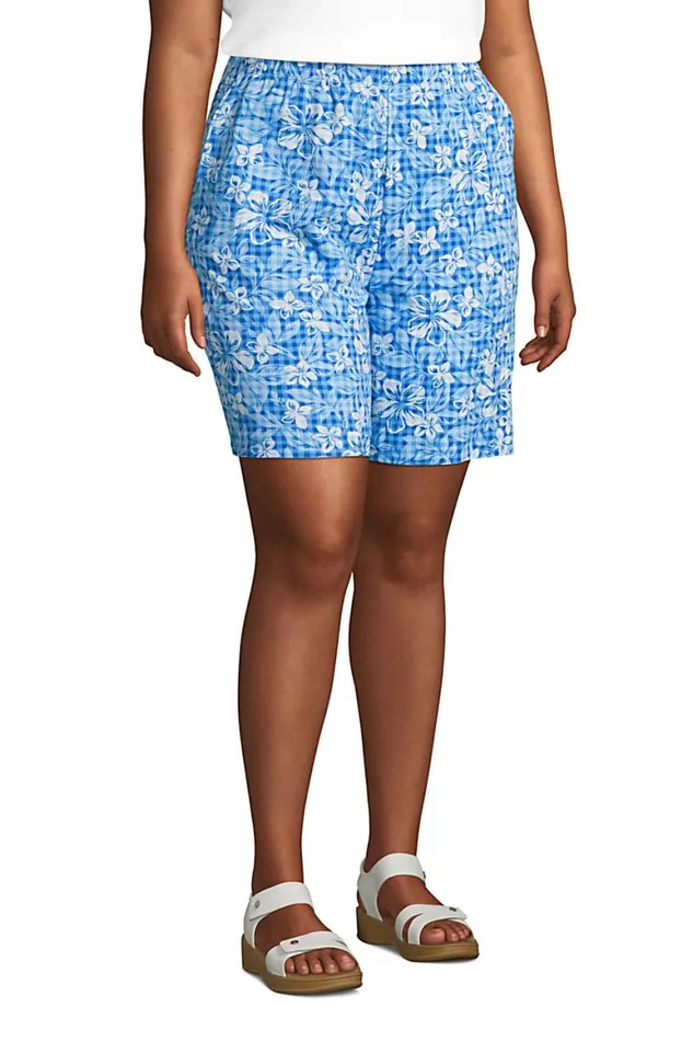 Lands039 End Shorts Women Plus Size Sport Knit Shorts Print Classic Cobalt Floral Gingham Lands039 End Shorts Women Plus Size Sport Knit Shorts Print Classic Cobalt Floral Gingham