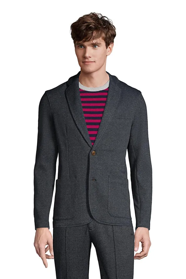 Lands039 End Sportcoats and Blazers Men Sport Knit Blazer Deep Sea Navy Herringbone Lands039 End Sportcoats and Blazers Men Sport Knit Blazer Deep Sea Navy Herringbone