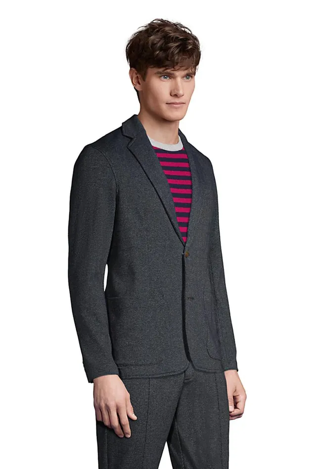 Lands039 End Sportcoats and Blazers Men Sport Knit Blazer Deep Sea Navy Herringbone Lands039 End Sportcoats and Blazers Men Sport Knit Blazer Deep Sea Navy Herringbone