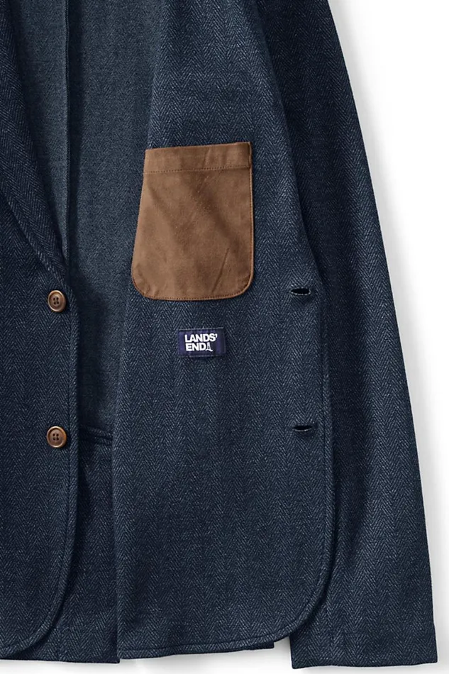 Lands039 End Sportcoats and Blazers Men Sport Knit Blazer Deep Sea Navy Herringbone Lands039 End Sportcoats and Blazers Men Sport Knit Blazer Deep Sea Navy Herringbone