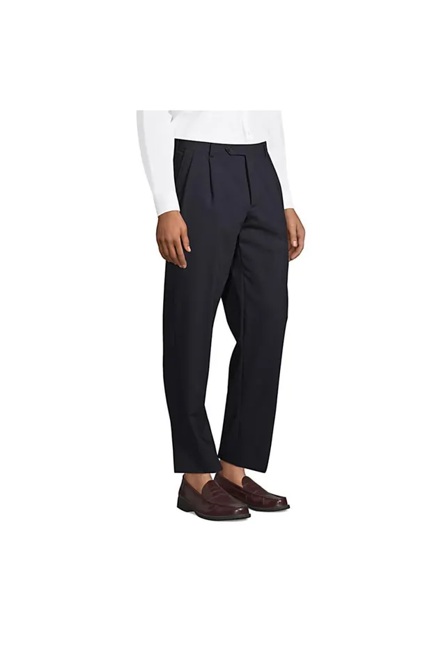 Lands039 End Suits and Separates Men Big Uniform Pleat Washable Wool Trousers True Navy Lands039 End Suits and Separates Men Big Uniform Pleat Washable Wool Trousers True Navy
