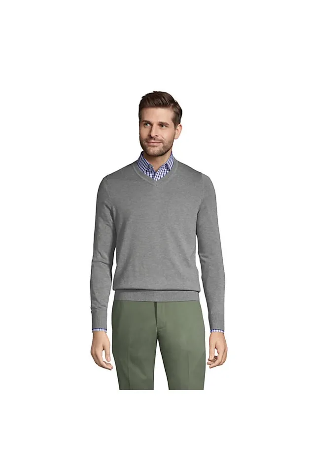Lands039 End Sweaters Men Cotton Modal Tailored Fit Vneck Sweater Pewter Heather Lands039 End Sweaters Men Cotton Modal Tailored Fit Vneck Sweater Pewter Heather