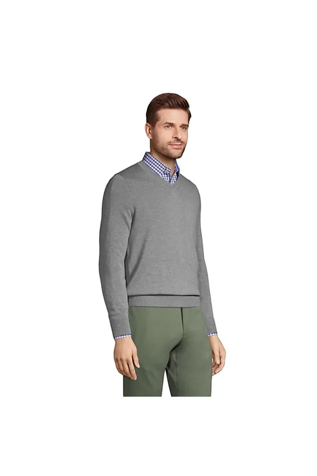 Lands039 End Sweaters Men Cotton Modal Tailored Fit Vneck Sweater Pewter Heather Lands039 End Sweaters Men Cotton Modal Tailored Fit Vneck Sweater Pewter Heather