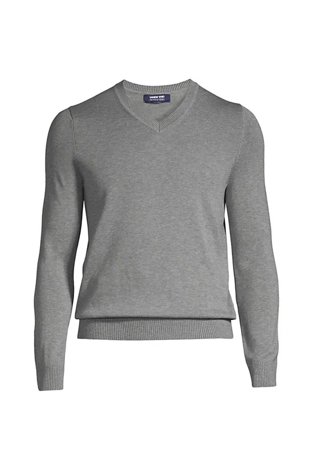 Lands039 End Sweaters Men Cotton Modal Tailored Fit Vneck Sweater Pewter Heather Lands039 End Sweaters Men Cotton Modal Tailored Fit Vneck Sweater Pewter Heather
