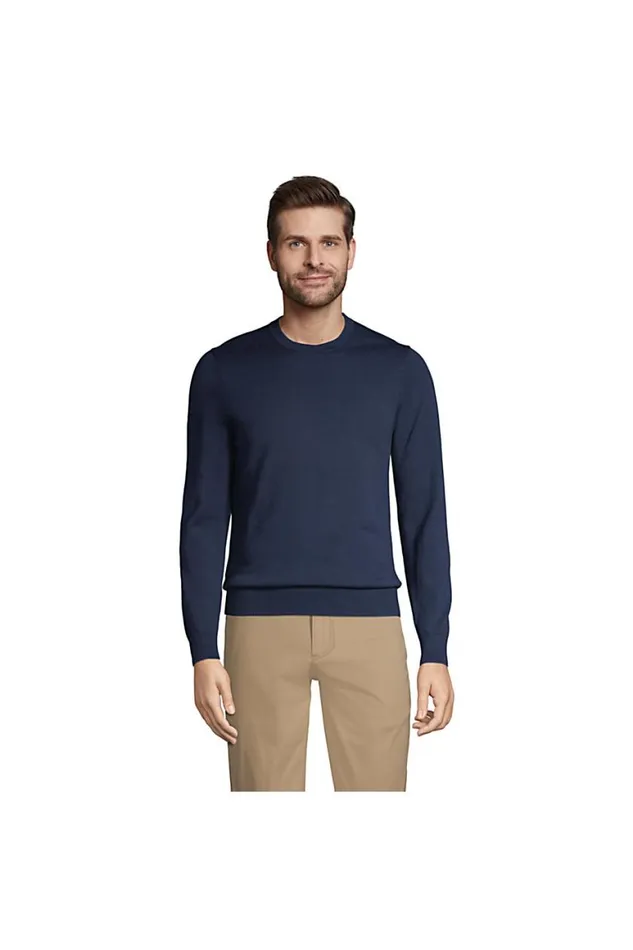 Lands039 End Sweaters Men Fine Gauge Supima Cotton Crewneck Sweater Radiant Navy Lands039 End Sweaters Men Fine Gauge Supima Cotton Crewneck Sweater Radiant Navy