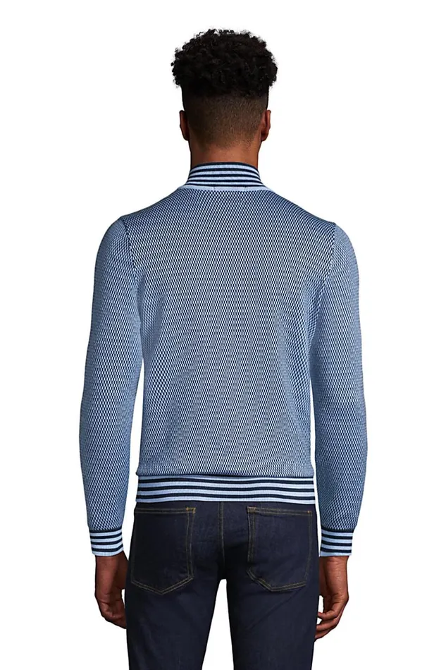 Lands039 End Sweaters Men Fine Gauge Supima Quarter Zip Orange Clay Pattern
