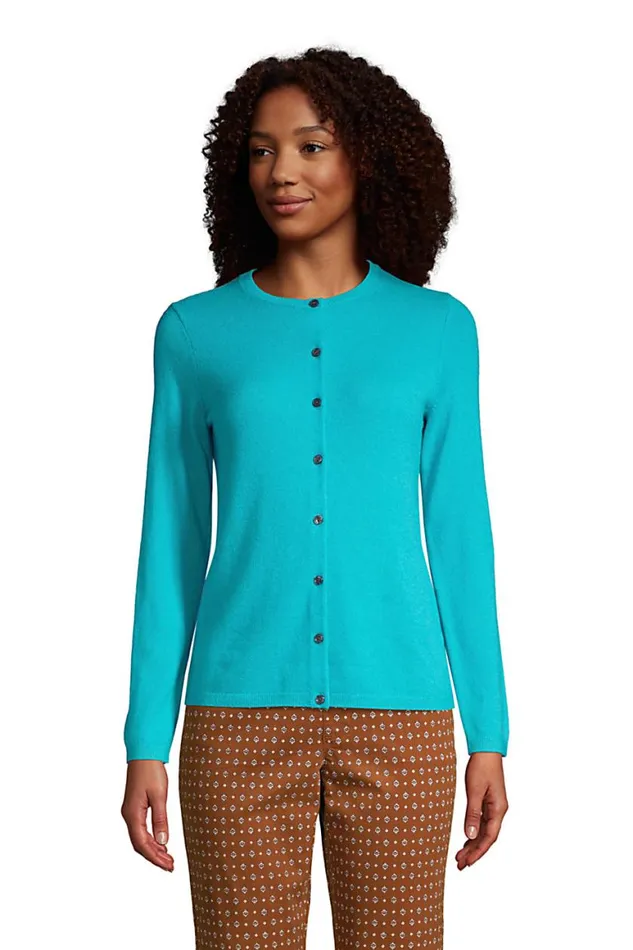 Lands039 End Sweaters Women Cashmere Cardigan Sweater Soft Surf Aqua