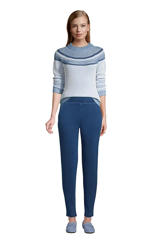 Lands039 End Sweaters Women Cotton Drifter Shaker Doubled Crew Neck Sweater 8211 Striped Yoke Blue Plaited Placed Stripe Lands039 End Sweaters Women Cotton Drifter Shaker Doubled Crew Neck Sweater 8211 Striped Yoke Blue Plaited Placed Stripe