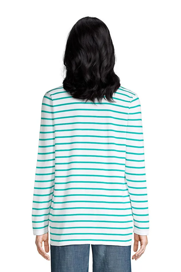 Lands039 End Sweaters Women Cotton Long Sleeve Open Cardigan Stripe Sweater Aqua Green Stripe Lands039 End Sweaters Women Cotton Long Sleeve Open Cardigan Stripe Sweater Aqua Green Stripe