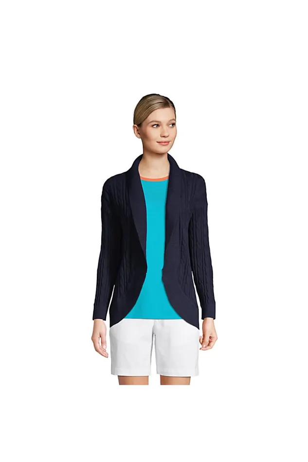 Lands039 End Sweaters Women Cotton Mix Cable Cocoon Cardigan Sweater Radiant Navy Lands039 End Sweaters Women Cotton Mix Cable Cocoon Cardigan Sweater Radiant Navy