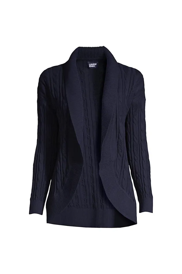 Lands039 End Sweaters Women Cotton Mix Cable Cocoon Cardigan Sweater Radiant Navy Lands039 End Sweaters Women Cotton Mix Cable Cocoon Cardigan Sweater Radiant Navy