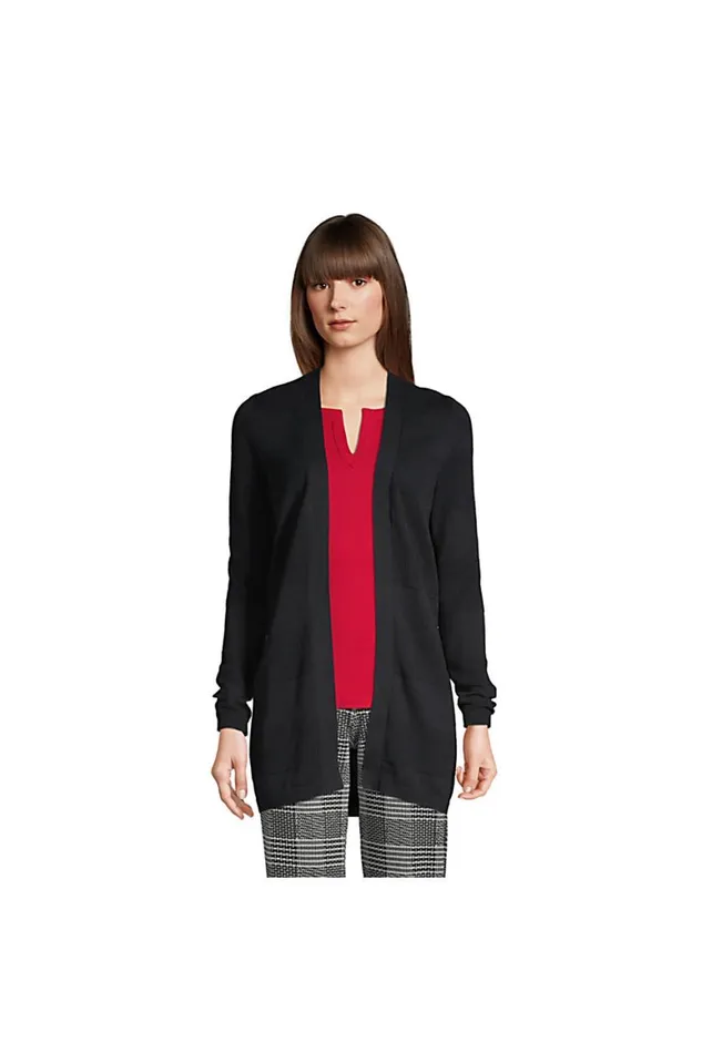 Lands039 End Sweaters Women Cotton Modal Texture Stripe Open Cardigan Sweater Black Lands039 End Sweaters Women Cotton Modal Texture Stripe Open Cardigan Sweater Black