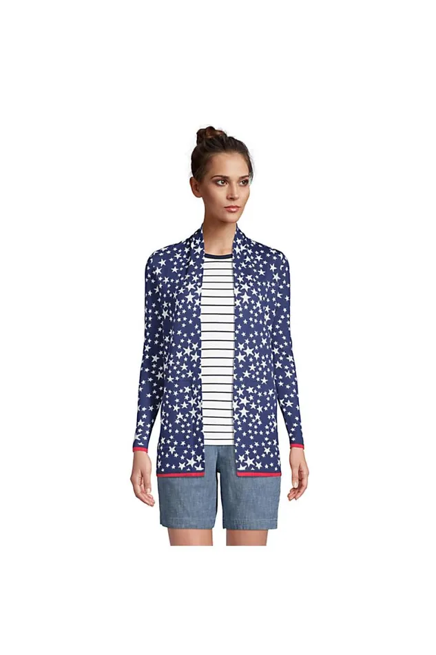 Lands039 End Sweaters Women Cotton Open Long Cardigan Sweater 8211 Jacquard Deep Sea Navy Stars Lands039 End Sweaters Women Cotton Open Long Cardigan Sweater 8211 Jacquard Deep Sea Navy Stars
