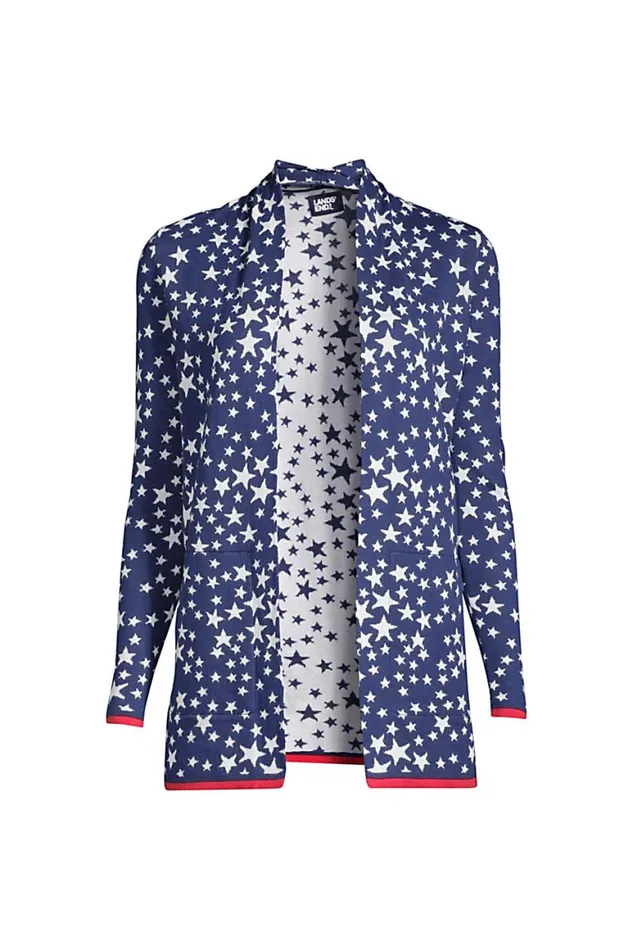 Lands039 End Sweaters Women Cotton Open Long Cardigan Sweater 8211 Jacquard Deep Sea Navy Stars Lands039 End Sweaters Women Cotton Open Long Cardigan Sweater 8211 Jacquard Deep Sea Navy Stars