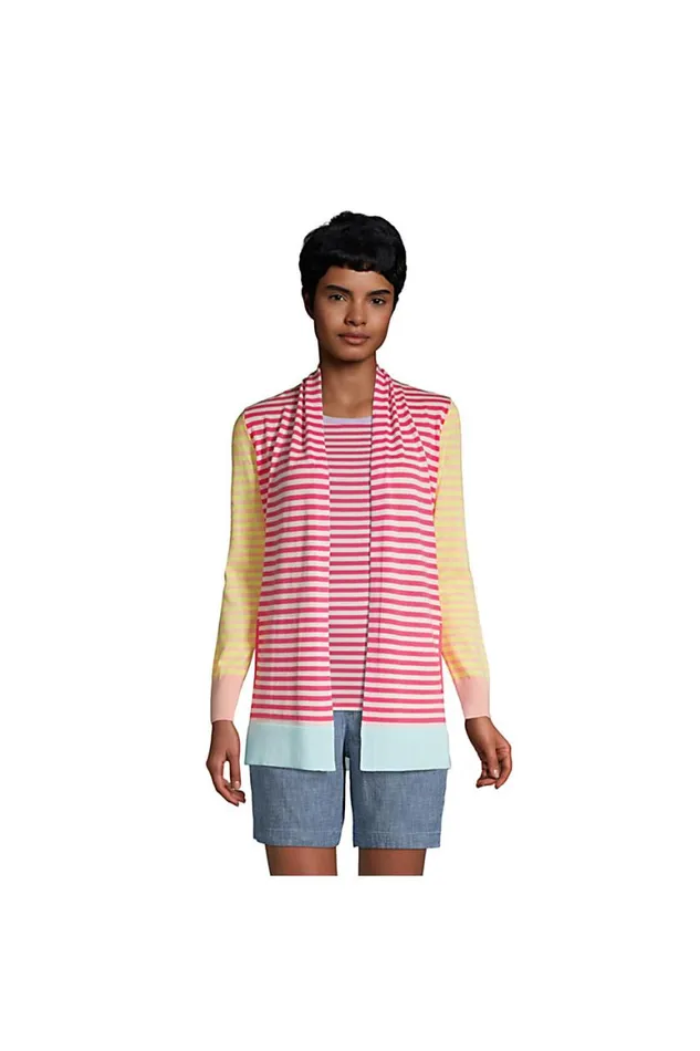 Lands039 End Sweaters Women Cotton Open Long Cardigan Sweater 8211 Stripe Hot Pink Stripe Lands039 End Sweaters Women Cotton Open Long Cardigan Sweater 8211 Stripe Hot Pink Stripe