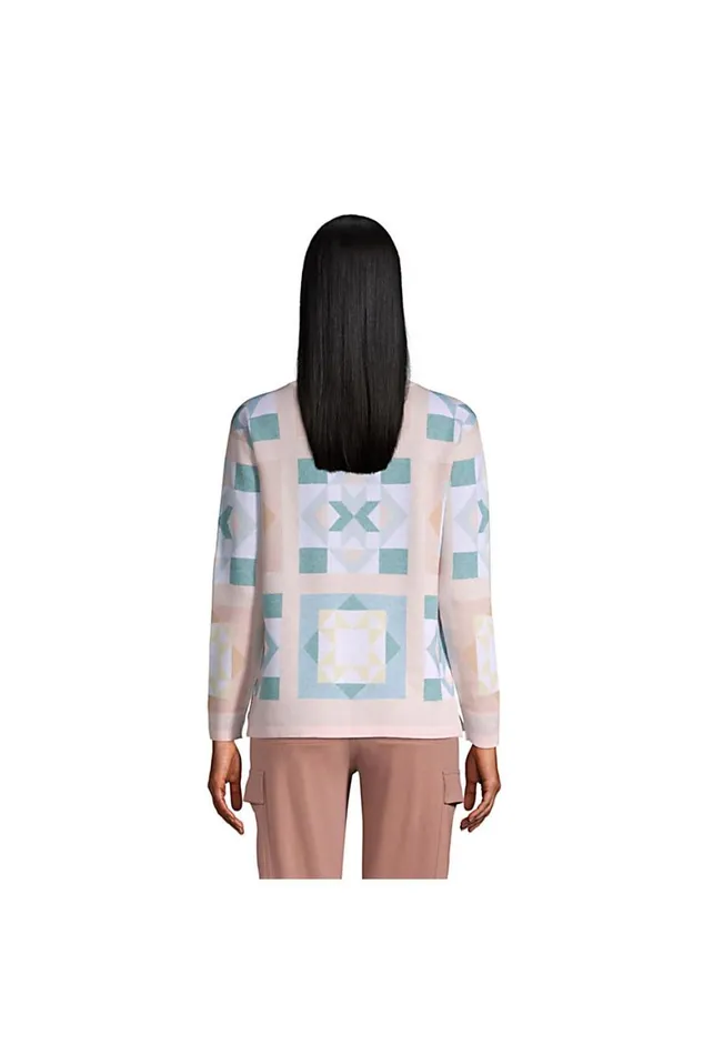 Lands039 End Sweaters Women Fine Gauge Cotton Crewneck Sweater 8211 Pattern Rose Circle Of Friends Quilt Lands039 End Sweaters Women Fine Gauge Cotton Crewneck Sweater 8211 Pattern Rose Circle Of Friends Quilt