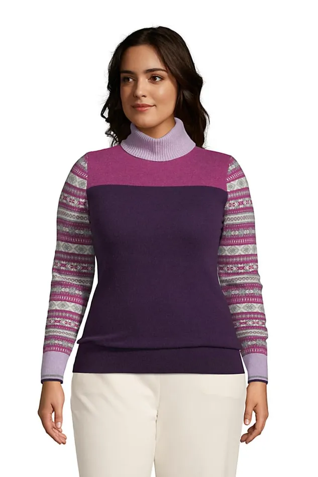 Lands039 End Sweaters Women Plus Size Cashmere Long Sleeve Pattern Turtleneck Sweater Rubellite Blocked Fairisle Lands039 End Sweaters Women Plus Size Cashmere Long Sleeve Pattern Turtleneck Sweater Rubellite Blocked Fairisle