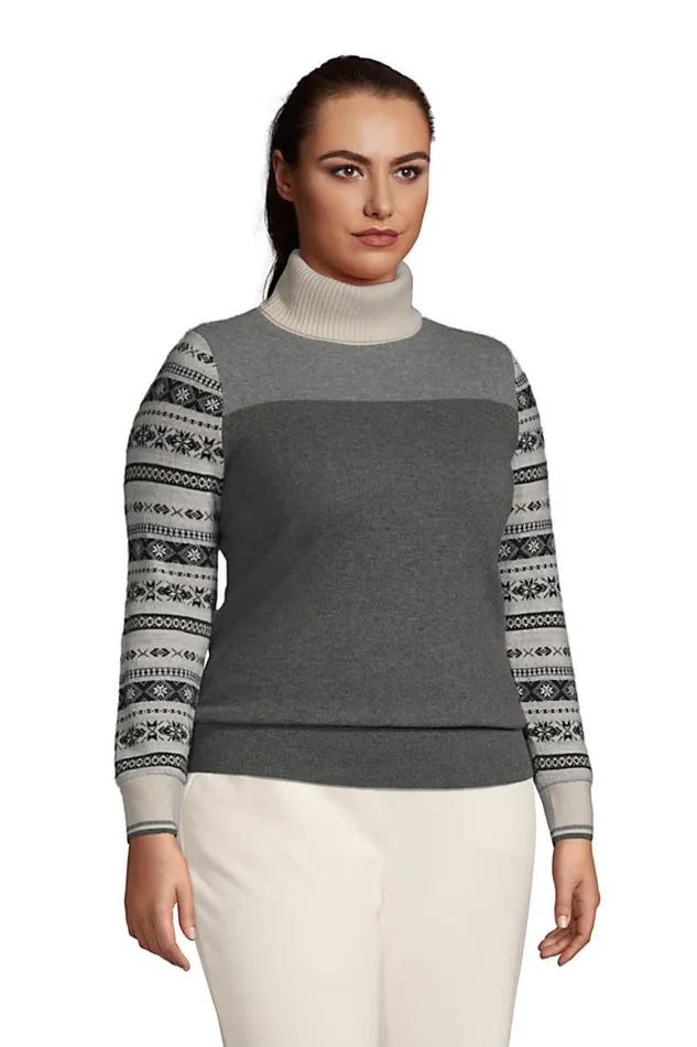 Lands039 End Sweaters Women Plus Size Cashmere Long Sleeve Pattern Turtleneck Sweater Rubellite Blocked Fairisle Lands039 End Sweaters Women Plus Size Cashmere Long Sleeve Pattern Turtleneck Sweater Rubellite Blocked Fairisle