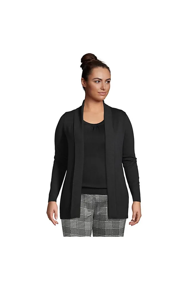 Lands039 End Sweaters Women Plus Size Cotton Modal Shawl Collar Cardigan Sweater Black Lands039 End Sweaters Women Plus Size Cotton Modal Shawl Collar Cardigan Sweater Black