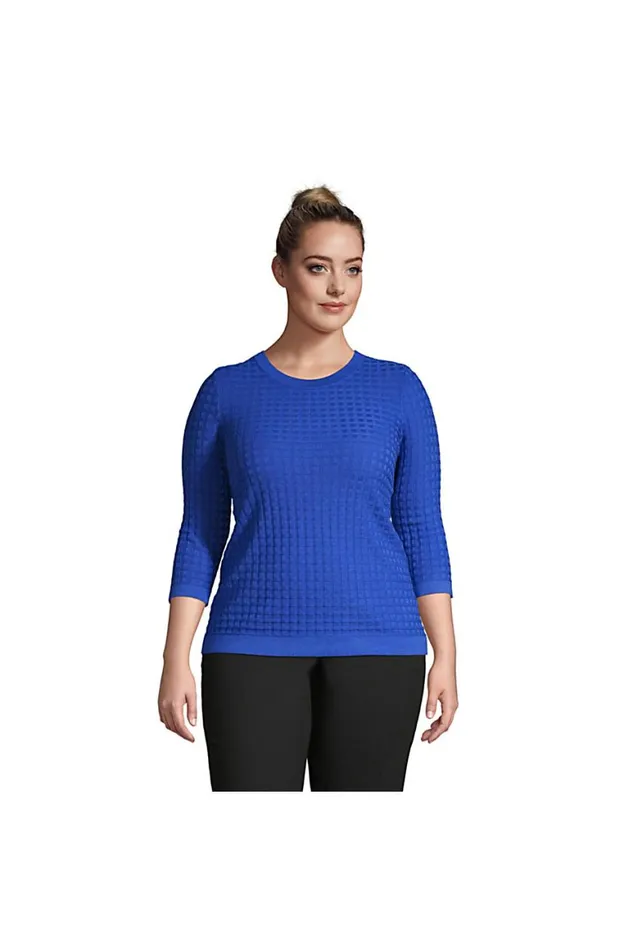 Lands039 End Sweaters Women Plus Size Cotton Modal Textured Sweater Dark Cobalt Blue Lands039 End Sweaters Women Plus Size Cotton Modal Textured Sweater Dark Cobalt Blue