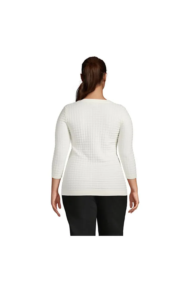 Lands039 End Sweaters Women Plus Size Cotton Modal Textured Sweater Dark Cobalt Blue