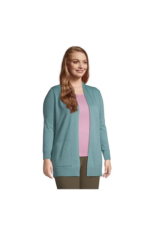 Lands039 End Sweaters Women Plus Size Cotton Open Long Cardigan Sweater Teal Shadow Heather Lands039 End Sweaters Women Plus Size Cotton Open Long Cardigan Sweater Teal Shadow Heather
