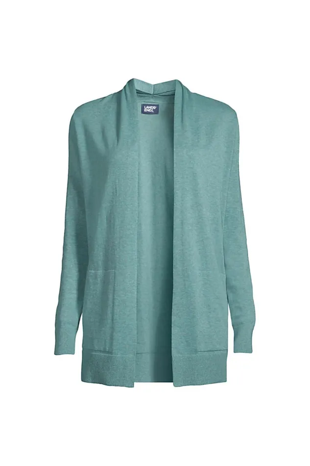 Lands039 End Sweaters Women Plus Size Cotton Open Long Cardigan Sweater Teal Shadow Heather Lands039 End Sweaters Women Plus Size Cotton Open Long Cardigan Sweater Teal Shadow Heather