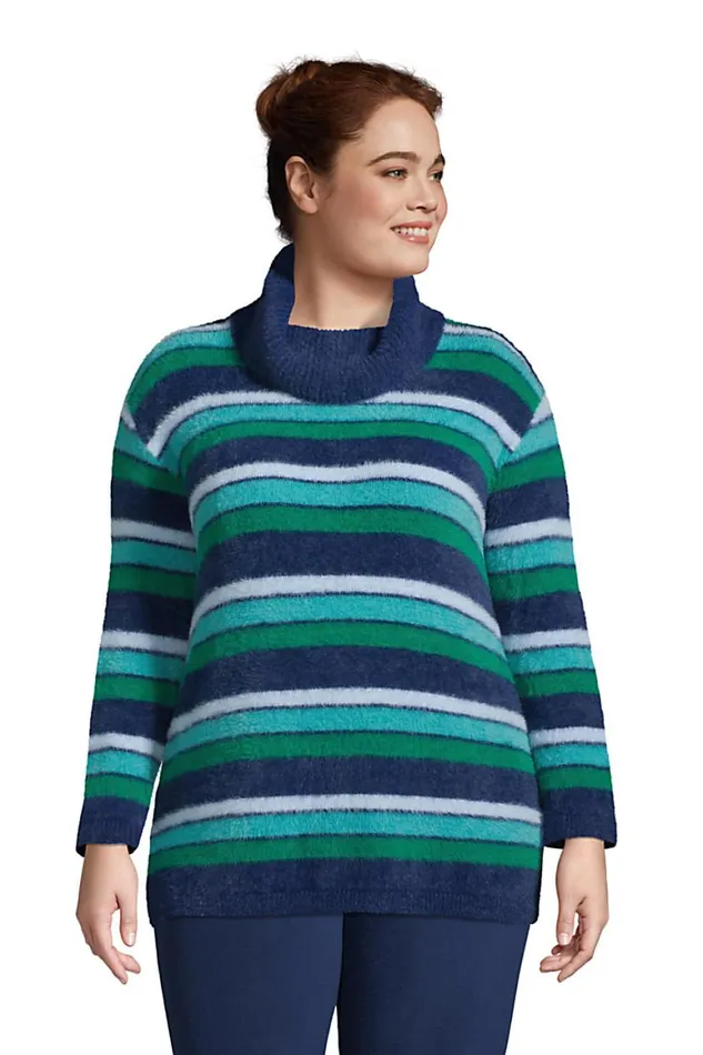 Lands039 End Sweaters Women Plus Size Eyelash Cowl Neck Sweater 8211 Stripe Deep Sea Navy Multi Stripe Lands039 End Sweaters Women Plus Size Eyelash Cowl Neck Sweater 8211 Stripe Deep Sea Navy Multi Stripe