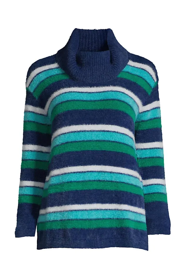 Lands039 End Sweaters Women Plus Size Eyelash Cowl Neck Sweater 8211 Stripe Deep Sea Navy Multi Stripe Lands039 End Sweaters Women Plus Size Eyelash Cowl Neck Sweater 8211 Stripe Deep Sea Navy Multi Stripe