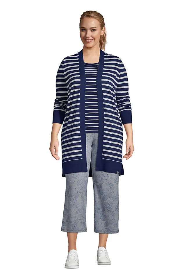 Lands039 End Sweaters Women Plus Size Fine Gauge Cotton Long Open Cardigan Sweater 8211 Stripe Baltic Teal Blocked Stripe Lands039 End Sweaters Women Plus Size Fine Gauge Cotton Long Open Cardigan Sweater 8211 Stripe Baltic Teal Blocked Stripe