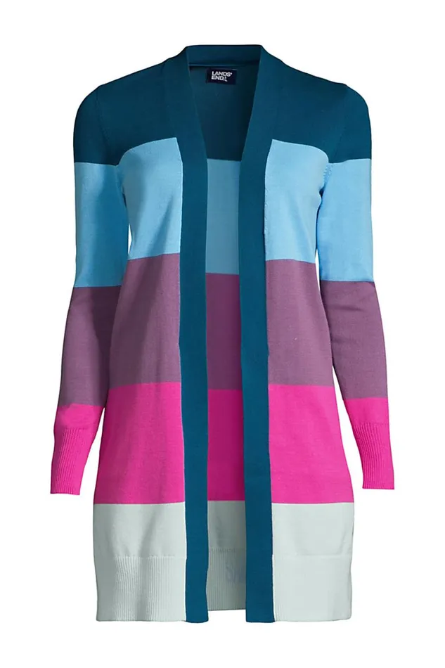 Lands039 End Sweaters Women Plus Size Fine Gauge Cotton Long Open Cardigan Sweater 8211 Stripe Baltic Teal Blocked Stripe Lands039 End Sweaters Women Plus Size Fine Gauge Cotton Long Open Cardigan Sweater 8211 Stripe Baltic Teal Blocked Stripe