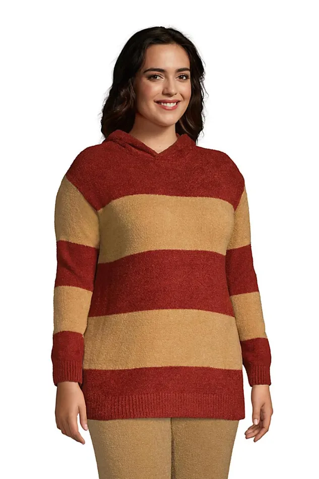 Lands039 End Sweaters Women Plus Size Lounge Hooded Pullover Stripe Sweater Slounge Rust Red Stripe Lands039 End Sweaters Women Plus Size Lounge Hooded Pullover Stripe Sweater Slounge Rust Red Stripe