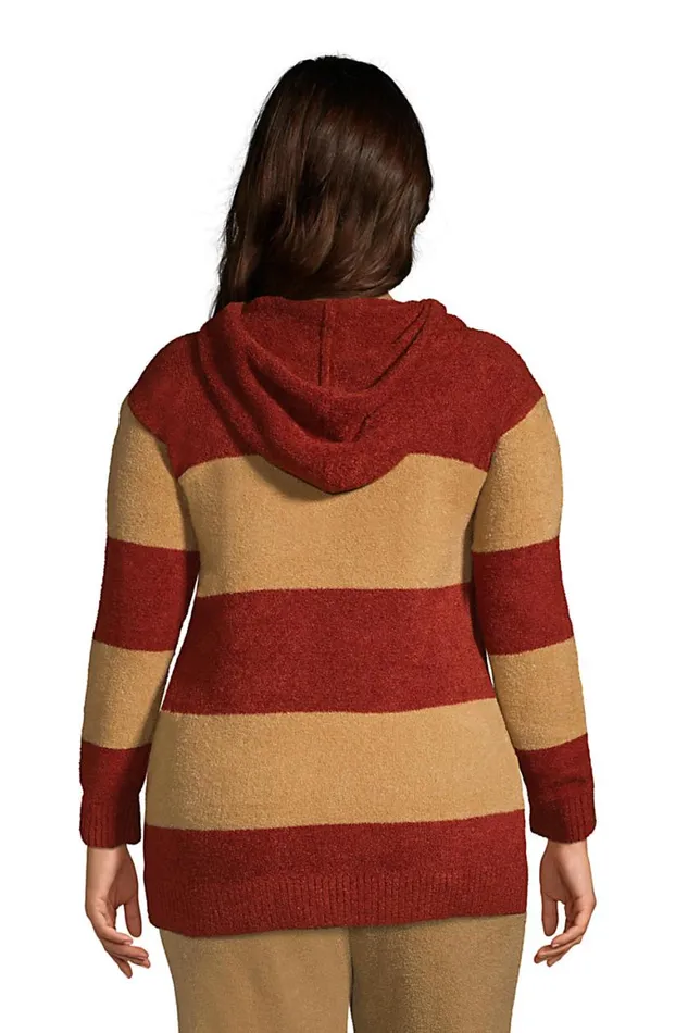 Lands039 End Sweaters Women Plus Size Lounge Hooded Pullover Stripe Sweater Slounge Rust Red Stripe Lands039 End Sweaters Women Plus Size Lounge Hooded Pullover Stripe Sweater Slounge Rust Red Stripe