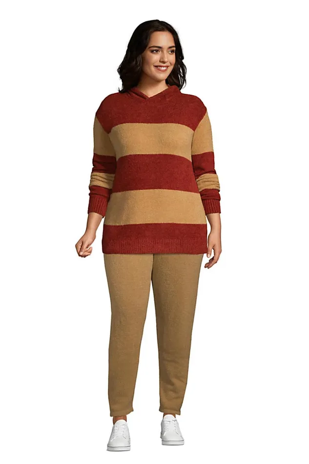 Lands039 End Sweaters Women Plus Size Lounge Hooded Pullover Stripe Sweater Slounge Rust Red Stripe Lands039 End Sweaters Women Plus Size Lounge Hooded Pullover Stripe Sweater Slounge Rust Red Stripe