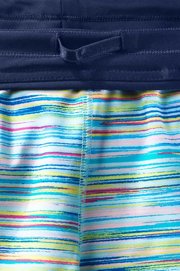 Lands039 End Swimsuits Women 9034 Quick Dry Elastic Waist Modest Board Shorts Swim Coverup Shorts With Panty Print Paradise Aqua Space Dye