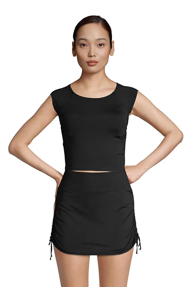 Lands039 End Swimsuits Women Chlorine Resistant Adjustable Cap Sleeve Bikini Top Swimsuit Black Lands039 End Swimsuits Women Chlorine Resistant Adjustable Cap Sleeve Bikini Top Swimsuit Black