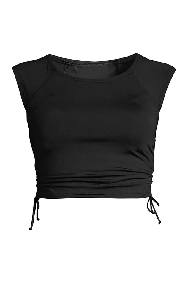 Lands039 End Swimsuits Women Chlorine Resistant Adjustable Cap Sleeve Bikini Top Swimsuit Black Lands039 End Swimsuits Women Chlorine Resistant Adjustable Cap Sleeve Bikini Top Swimsuit Black