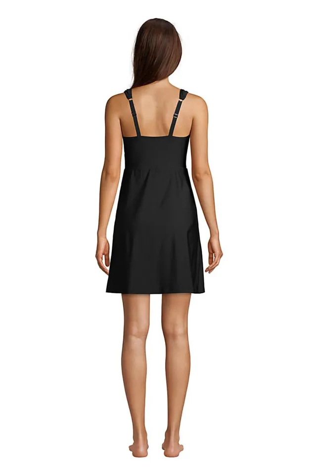 Lands039 End Swimsuits Women Chlorine Resistant Tummy Control Surplice Wrap Swim Dress One Piece Swimsuit Black Lands039 End Swimsuits Women Chlorine Resistant Tummy Control Surplice Wrap Swim Dress One Piece Swimsuit Black