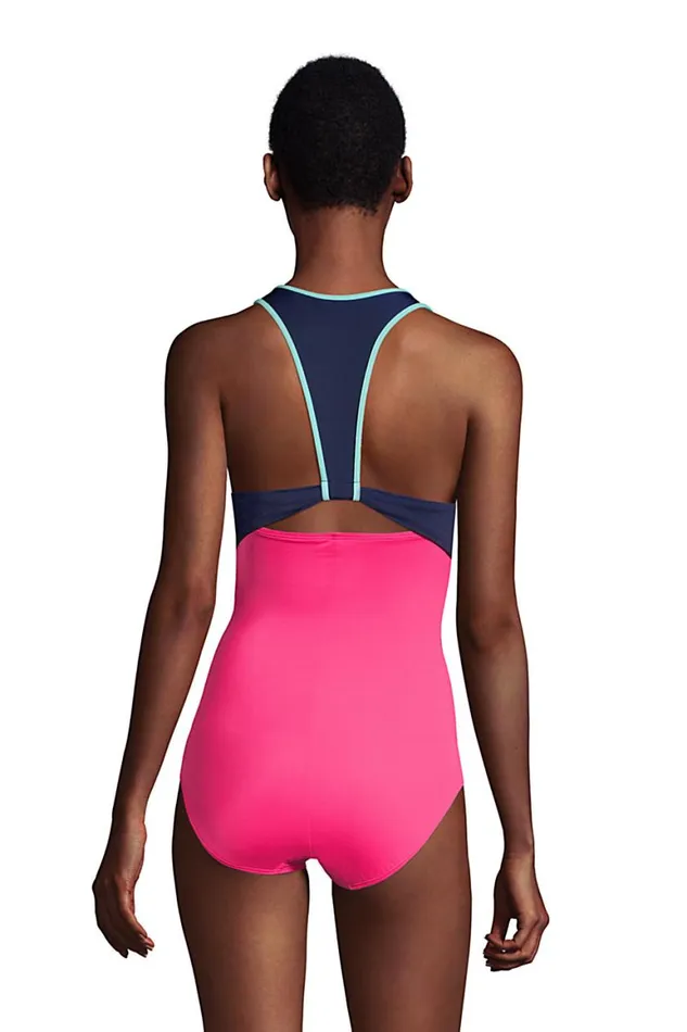 Lands039 End Swimsuits Women Chlorine Resistant Vneck Racerback One Piece Swimsuit Hot Pink Lands039 End Swimsuits Women Chlorine Resistant Vneck Racerback One Piece Swimsuit Hot Pink