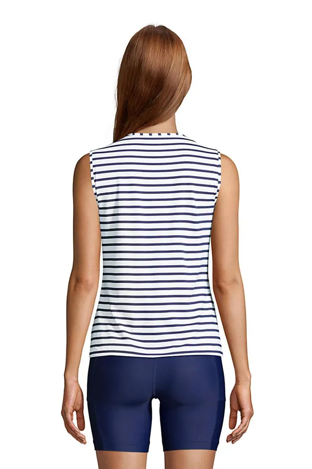 Lands039 End Swimsuits Women Crew Neck Sleeveless Rash Guard Upf 50 Sun Protection Modest Swim Tee White Lands039 End Swimsuits Women Crew Neck Sleeveless Rash Guard Upf 50 Sun Protection Modest Swim Tee White