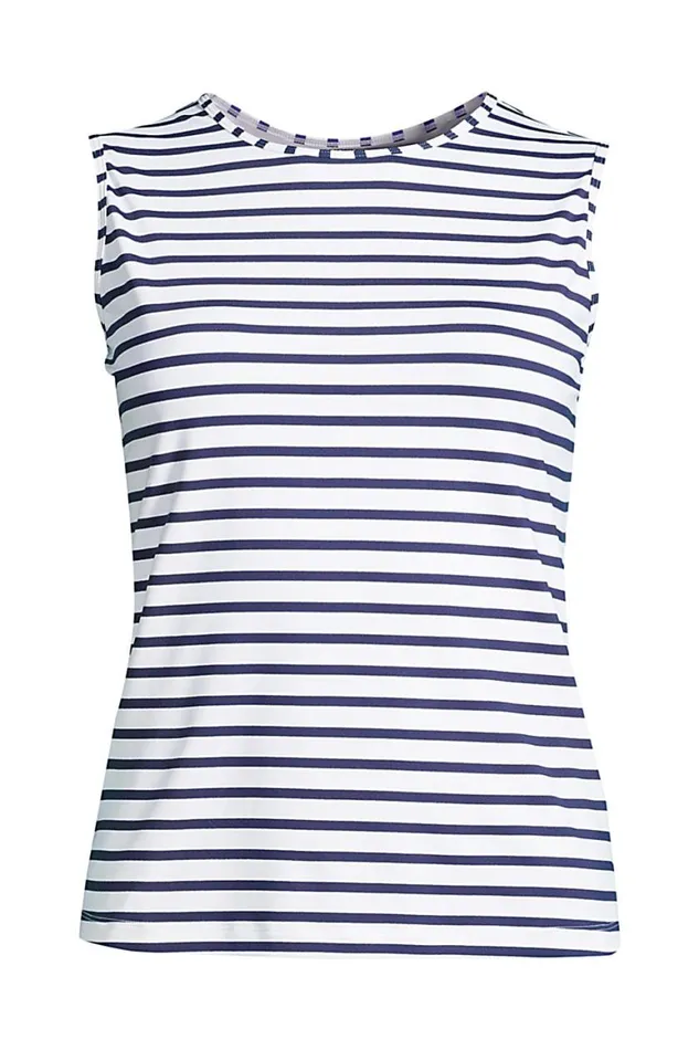 Lands039 End Swimsuits Women Crew Neck Sleeveless Rash Guard Upf 50 Sun Protection Modest Swim Tee White Lands039 End Swimsuits Women Crew Neck Sleeveless Rash Guard Upf 50 Sun Protection Modest Swim Tee White