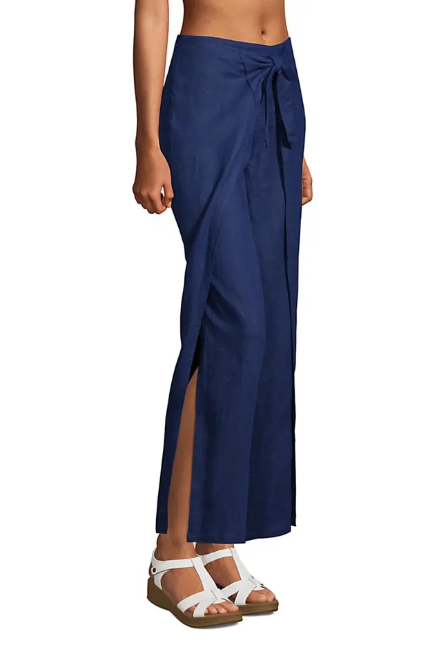 Lands039 End Swimsuits Women Linen Pareo Swim Coverup Pants Deep Sea Navy Lands039 End Swimsuits Women Linen Pareo Swim Coverup Pants Deep Sea Navy