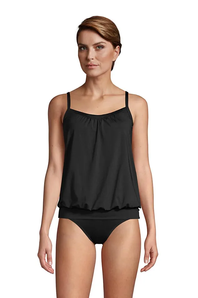 Lands039 End Swimsuits Women Mastectomy Chlorine Resistant Blouson Tummy Hiding Takini Top Swimsuit Adjustable Straps Black Lands039 End Swimsuits Women Mastectomy Chlorine Resistant Blouson Tummy Hiding Takini Top Swimsuit Adjustable Straps Black